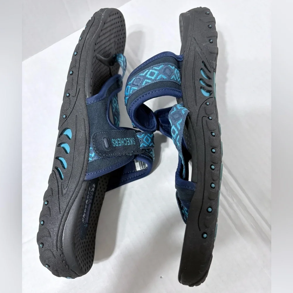 Skechers Reggae Trailway  Navy and Teal Flip-Flop Summer Sandals. Woman’s 11 - Picture 3 of 11